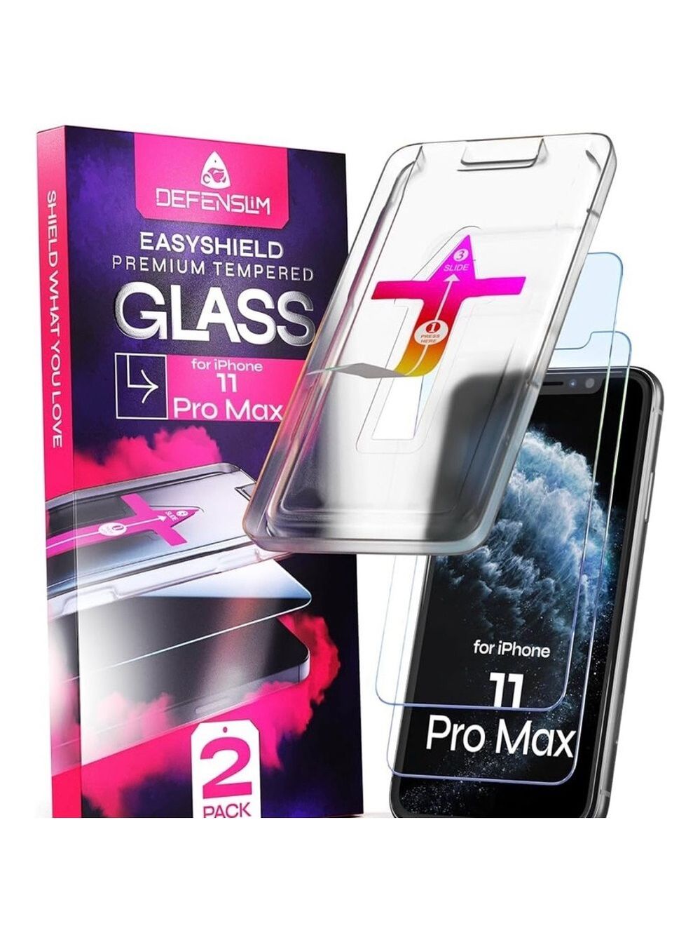 Defense Slim Premium Tempered Glass Shield for iPhone 11 Pro Max TWIN PACK NWT